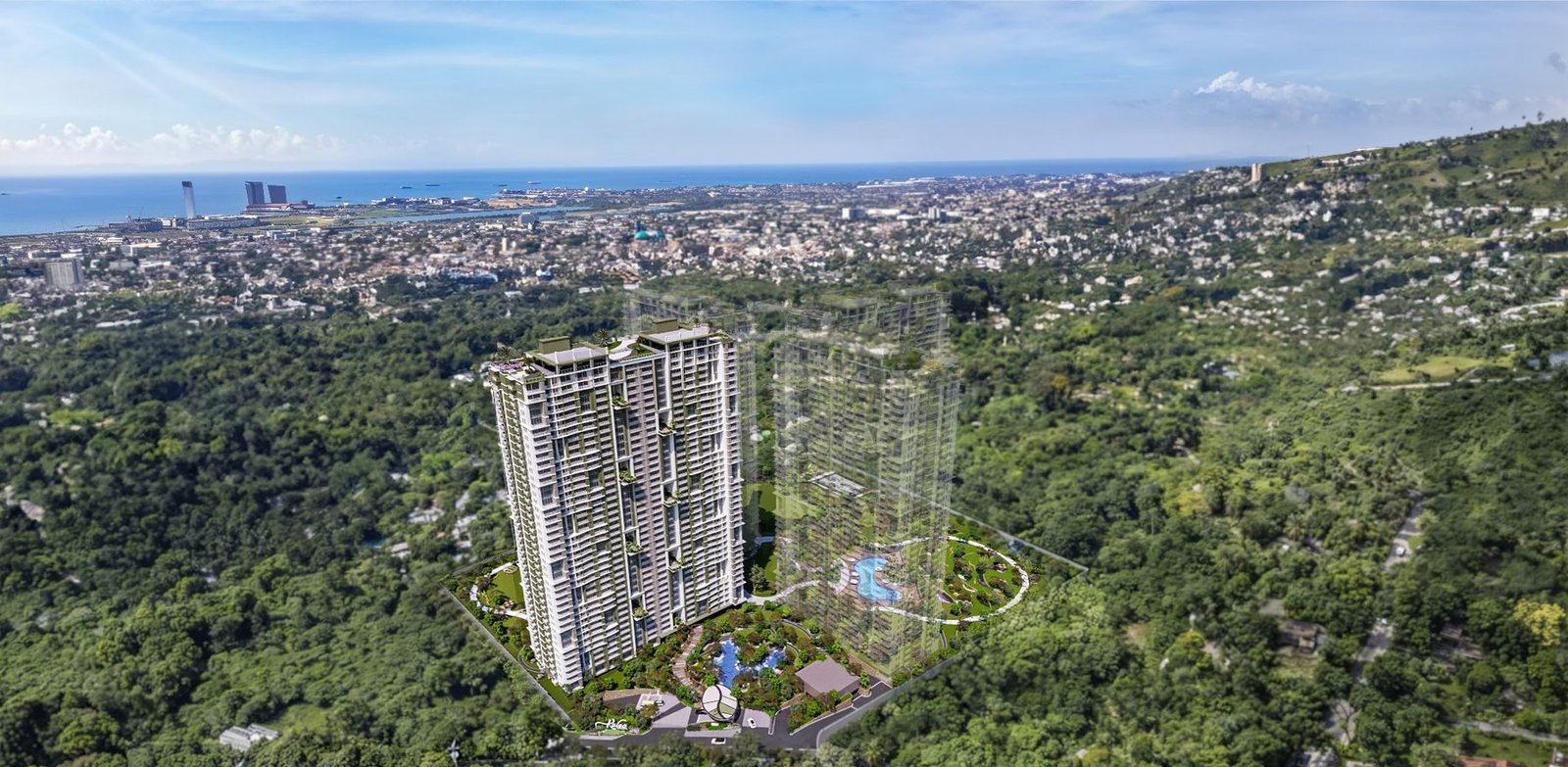 Aerial view of Kalea Heights and its 3.6-hectare grounds above Guadalupe, Cebu City
