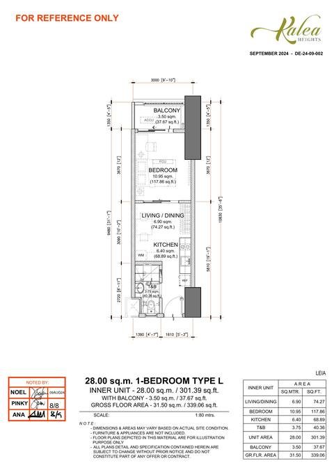 Layout for Type L — 28.00 sqm