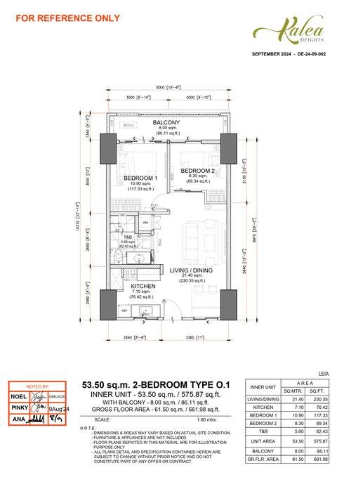 Layout for Type O.1 — 53.50 sqm