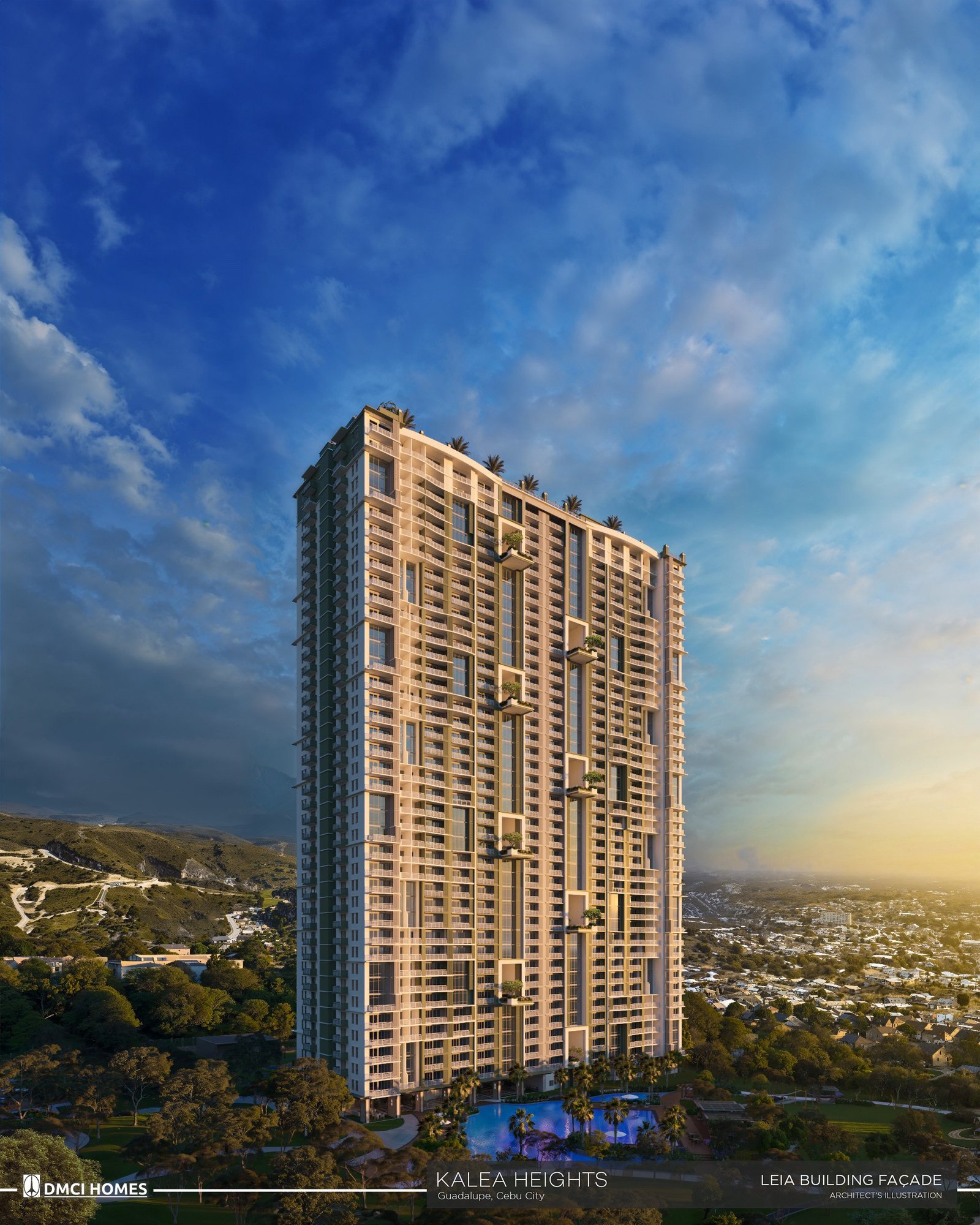Leia Building Facade Dusk at Kalea Heights