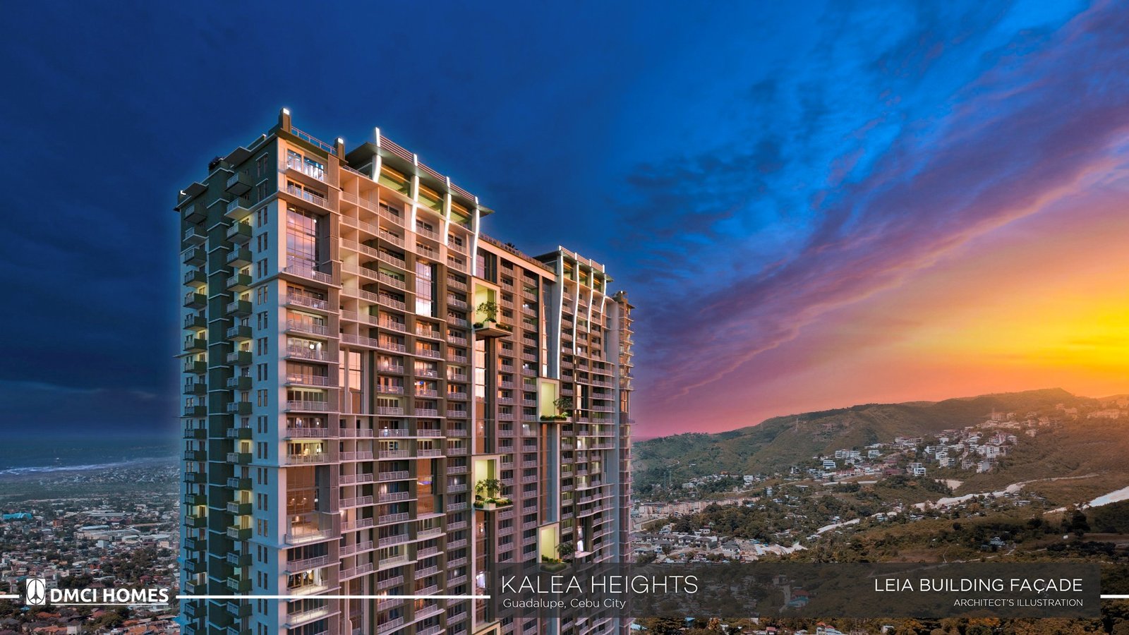 Leia Building Facade Dusk at Kalea Heights